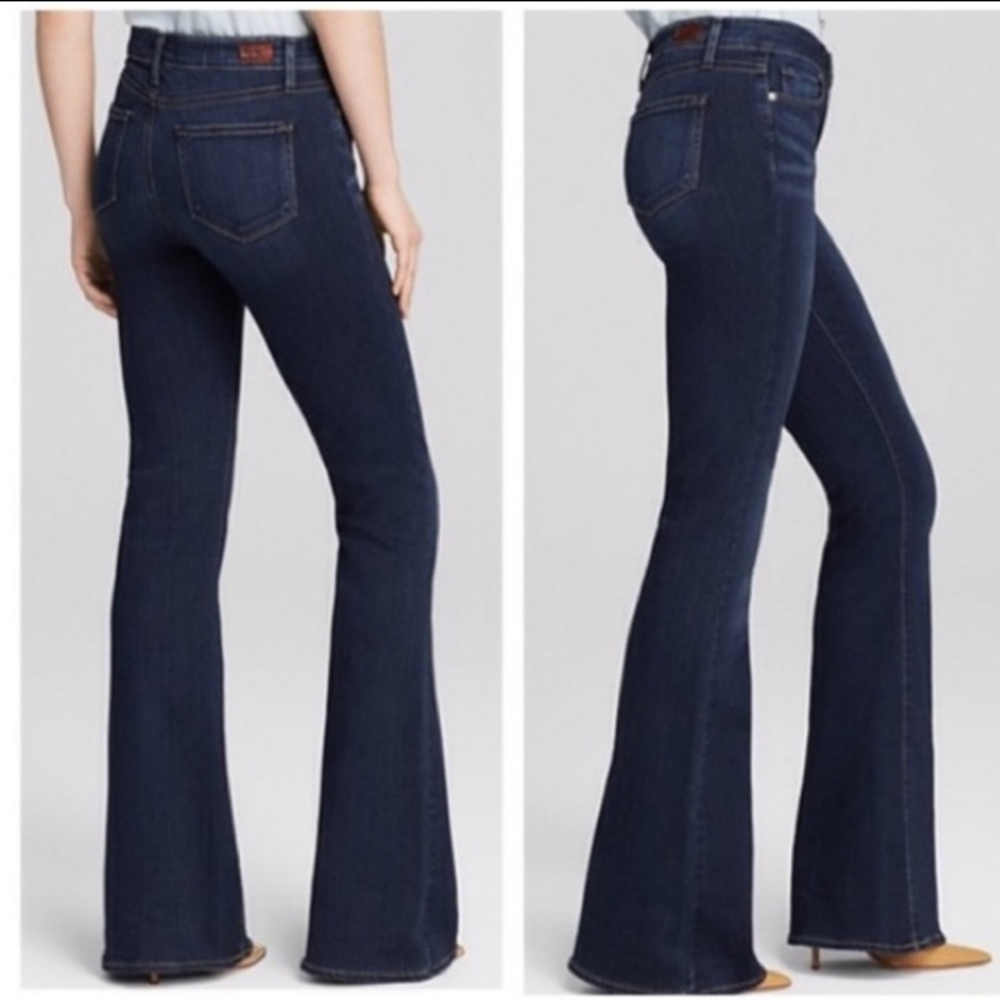 PAIGE Canyon Flare darkwash jeans style #CF184 sz32x36L Tall/Long bell-bottoms